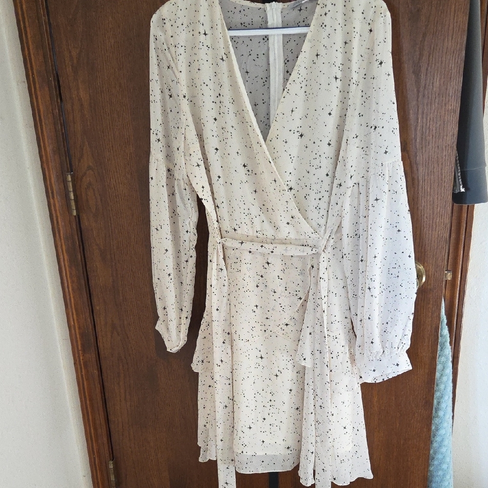 Elegant Cream Wrap Dress